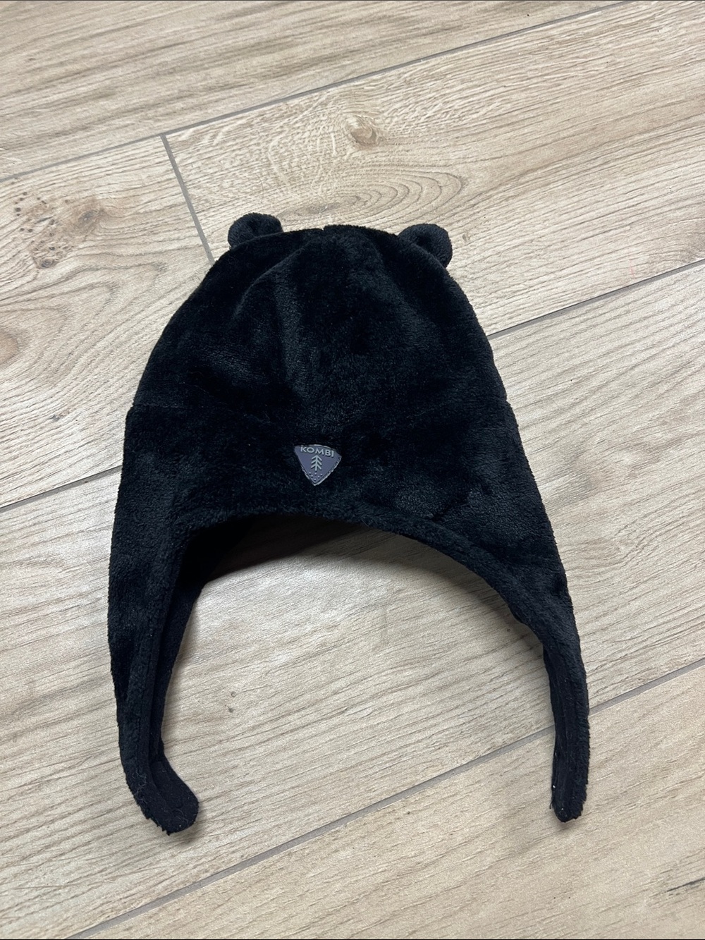 Kids Black Plush Earflap Hat with Cute Ears